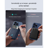 Magnetische Portemonnee voor MagSafe Wallet iPhone 15/14/13/12 Serie - Niet geschikt voor iPhone 13/12 Mini - Inclusief 3 Kaarthouders - Gemaakt van Veganistisch Leer - Marineblauw - Stijlvolle en Functionele Portemonnee met MagSafe Compatibiliteit