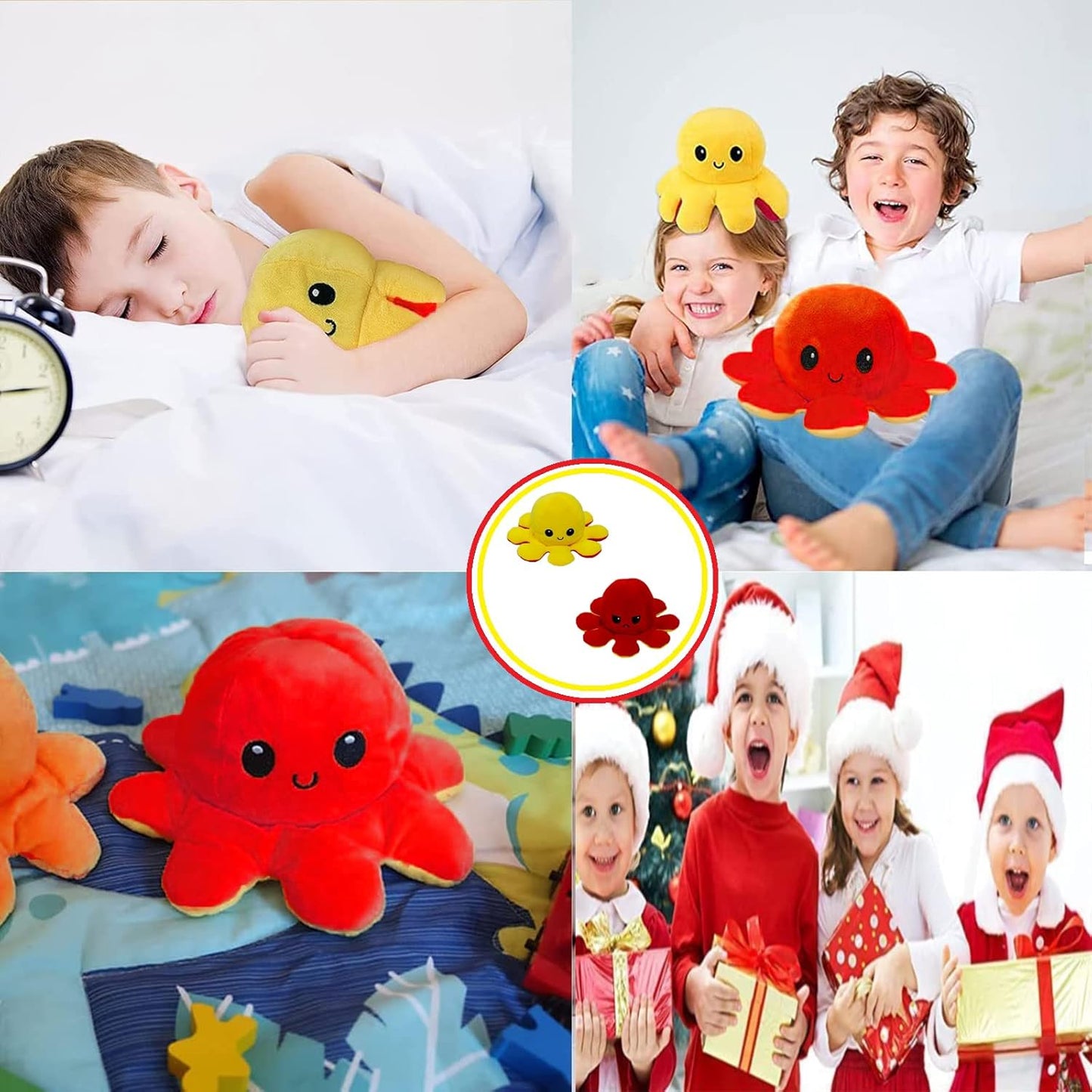 Omkeerbare Octopus Knuffel – Zachte Pluche Knuffel met Dubbele Gezichtsuitdrukking – TikTok Sensatie & Stressverlichtend Speelgoed – Verkrijgbaar in Meerdere Kleuren