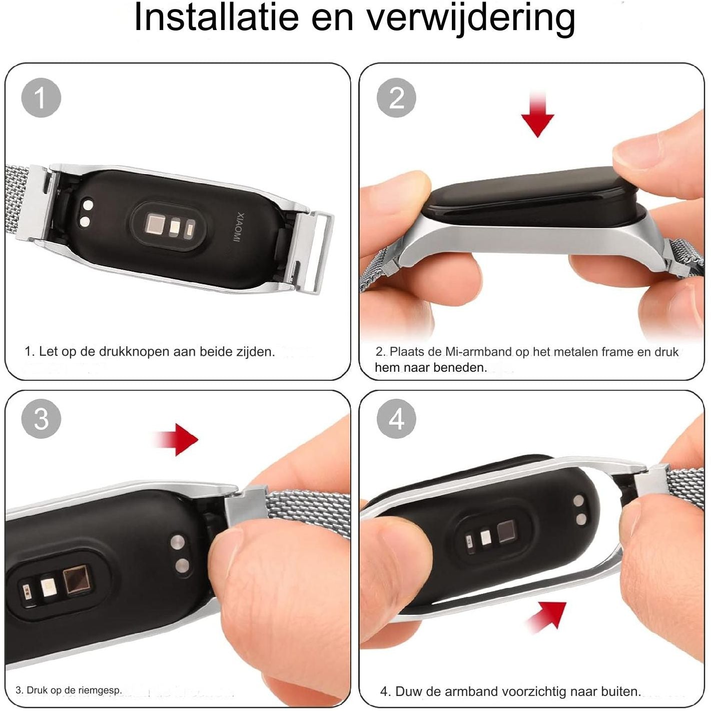 Roestvrij Stalen Band - Vervangingsbandje voor Xiaomi Mi Band 7 - Hoogwaardig Metaal - Duurzaam en Stijlvol - Verstelbare Gesp - Comfortabel en Ademend - Geschikt voor Dagelijks Gebruik - Elegant en Functioneel - Universele Pasvorm
