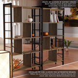 Houten Boekenkast met 4 Niveaus - Industrieel Wandrek - Vrijstaande Kast van MDF en IJzeren Frame - Staande Kast in Vintage Bruin en Zwart - Houten Etagère Boekenrek - Open Plankenkast voor Woonkamer of Kantoor