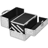 Luxe Cosmeticakoffer - Beautycase - Sieradenkoffer - 23x15x18 cm - Zilver - Aluminium Frame - Met Spiegel en Uittrekbare Trays - Draagbaar en Stofbestendig - Ideaal voor Reizen en Make-up Studio's