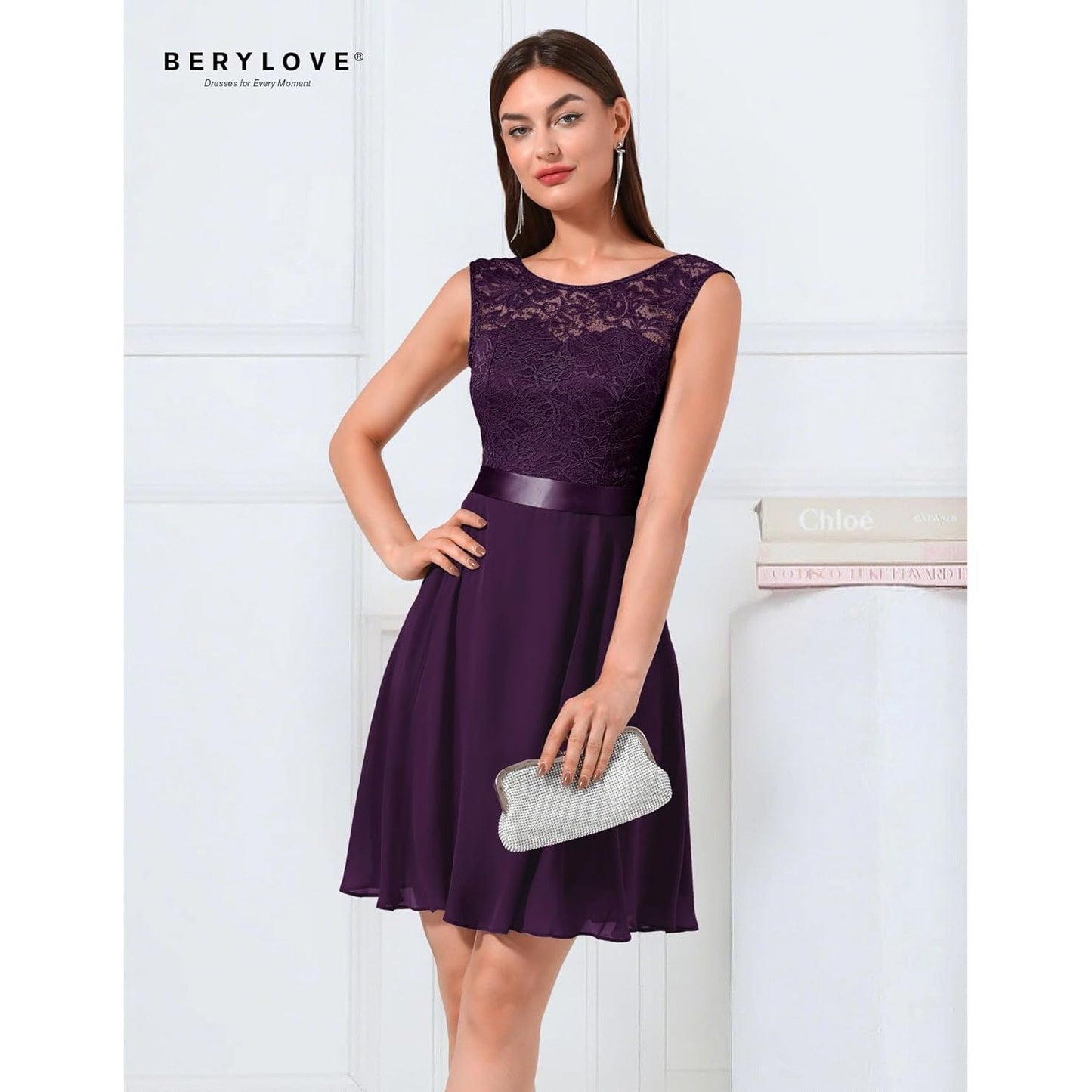 Korte Bloemenkant Bridesmaid Jurk - Elegante Party Jurk –  Cocktailjurk Met Strikceintuur – Perfect Voor Bruiloften, Proms, Feestjes en Speciaal Events (kopie)