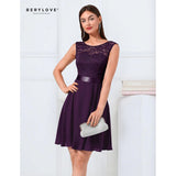 Korte Bloemenkant Bridesmaid Jurk - Elegante Party Jurk –  Cocktailjurk Met Strikceintuur – Perfect Voor Bruiloften, Proms, Feestjes en Speciaal Events (kopie)