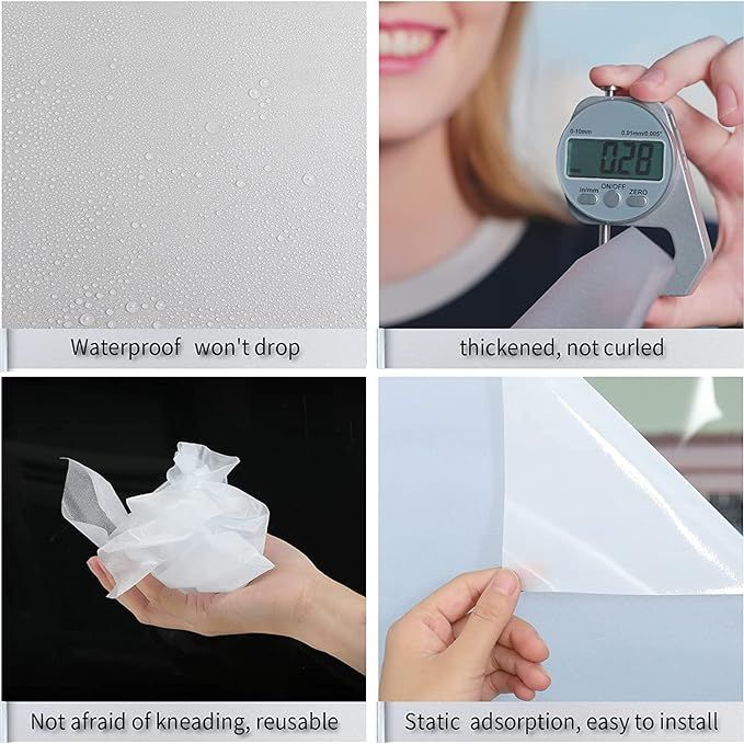 Matte Privacy Raamfolie met Anti-UV  - 30x200 cm - Ideaal voor Frosted Glas Effect, Biedt Bescherming en Privacy zonder Lijm, Geschikt voor Verschillende Oppervlaktes