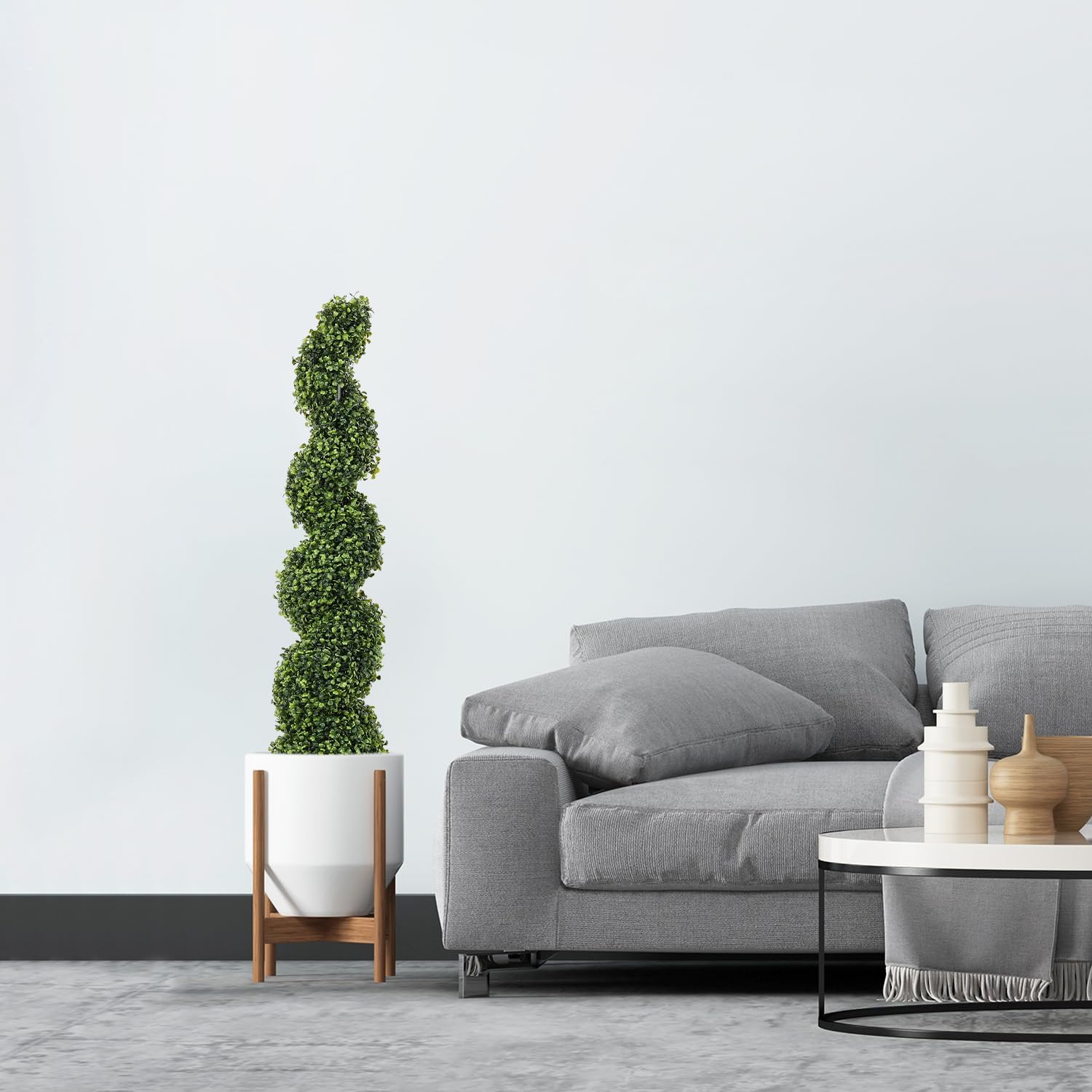 2 Stuks – Kunstplanten Spiraalvorm – 120 cm Nep Buxus Bomen voor Buiten – Kunstmatige Buxus Topiary Set – Twisted Boom voor Tuin Terras Voordeur Balkon – Weerbestendige Decoratieve Buxusplanten – Onderhoudsvrij en UV-Bestendig Groendecor