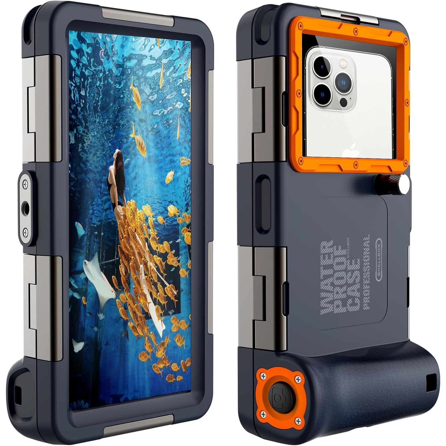 Professionele Onderwater Snorkelen & Duiken Telefoonhoes - Geschikt voor iPhone 15/14/13/12/11 Pro Max & Samsung Galaxy S24/S23/S22/S21 Plus Ultra Universeel - [50ft/15m] Waterdichte Duikbeschermhoes - Oranje