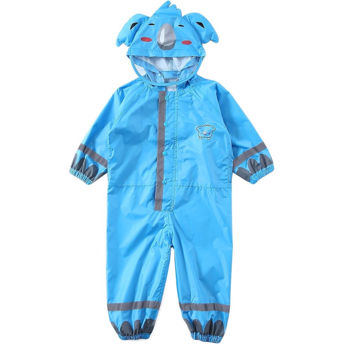 Schattige Kinder Regenpak - Koala Blauw - Waterdicht Ademend Regenoverall - All-in-One Puddle Suit - Met Capuchon en Reflector - Lichtgewicht PVC Transparante Rand - Voor Meisjes en Jongens - Blauw - Maat 7-10 Jaar