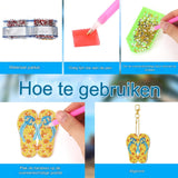 12-Stuks - Zomerse Slippers Diamond Painting Sleutelhangers - DIY Diamantschilderij Kit - Sleutelhanger Ornamenten - Kleurrijke Sleutelhanger Decoraties - Perfect voor Feestjes en Thuisdecoratie - Met Accessoires