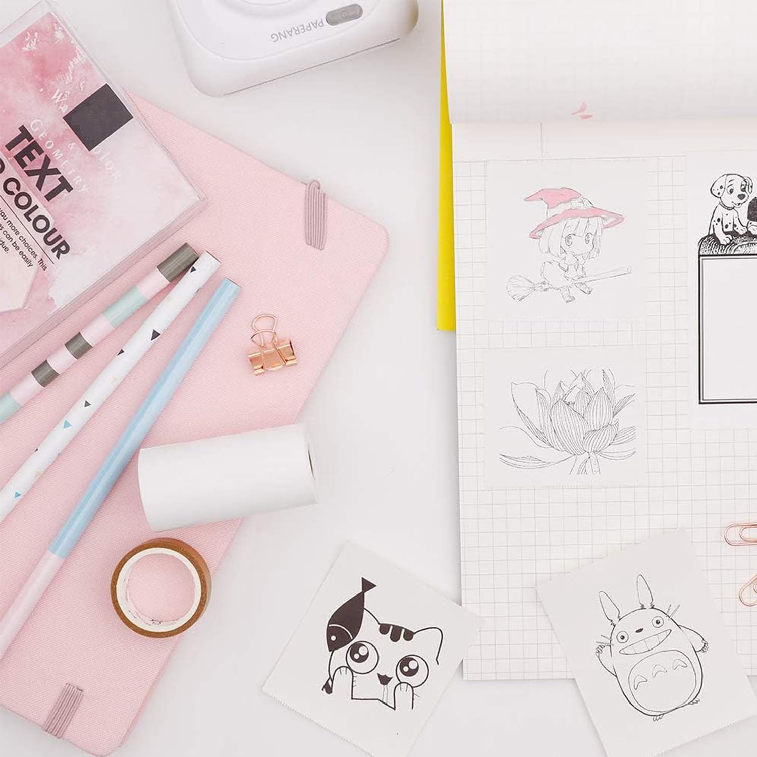 5 Rollen Thermisch Printerpapier Zonder Inkt – Supfoto 57 mm x 20 mm Rol – Zelfklevend en Gewoon Papier voor Mini Bluetooth Printers, Stickers, Bonnen, Foto’s, Notities en Dagboek – BPA-vrij, Waterdicht en Krasbestendig Printpapier
