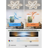 Stille Plafondventilator Met Verlichting – LED Plafondlamp Met Ventilator – Dimbaar Licht Met Afstandsbediening En App – Acryl Bloemvorm – Energiezuinige Plafondlamp Met Windfunctie – 70W – Goud – Moderne Design Ventilatorlamp