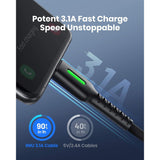 Set van 5 - Losse Fast Charge USB-C Kabels - Oplaadkabels - Snel Opladen en Snelle Gegevensoverdracht - Nylon Gevlochten Type C Kabels - Compatibel met Samsung Galaxy S21 S20 S9 Note 20 Huawei Xiaomi Google OnePlus