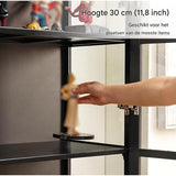 Glazen Vitrinekast voor Verzamelobjecten – 62 × 33 × 161 cm – Bamboe Frame met Transparante Acryl Panelen – Stofvrij, Duurzaam &amp; Elegant – 4 of 5 Lagen – Grijs