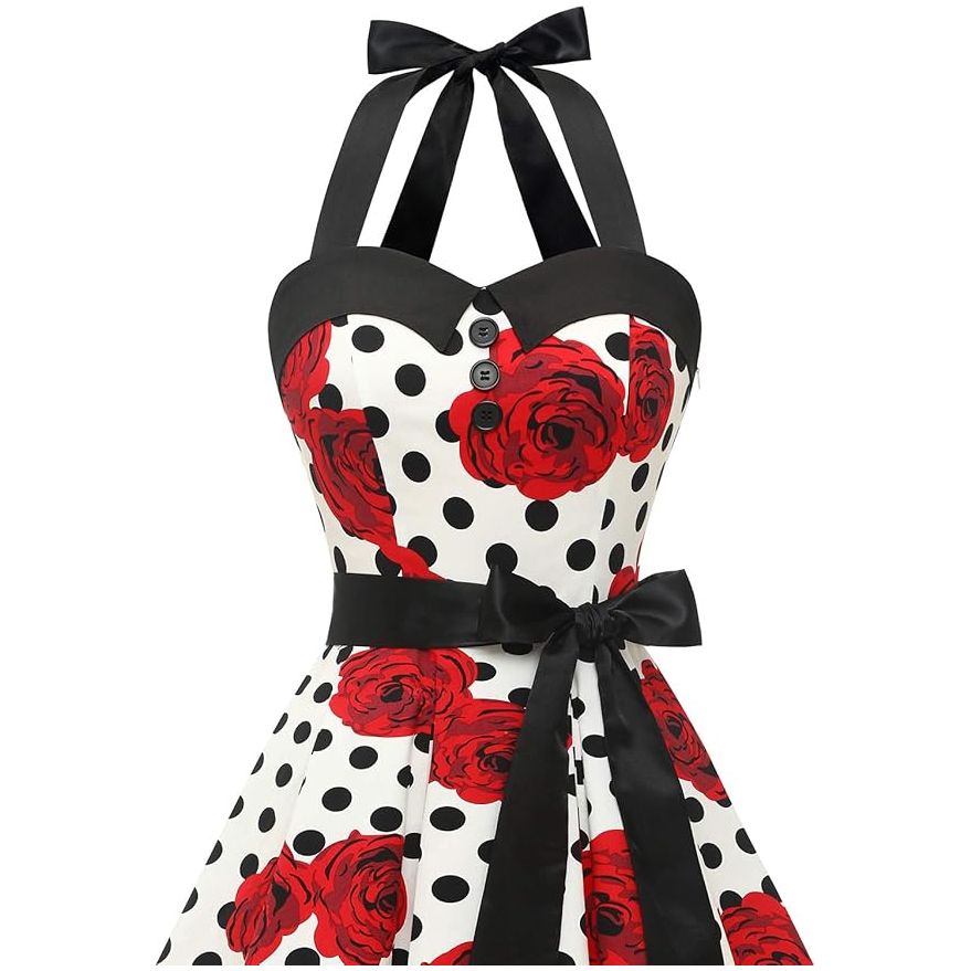 1950s Vintage Polka Dot Swing Jurk – Retro Rockabilly Cocktailjurk – Met Verborgen Ritssluiting en Elastische Rug – Knielang – Perfect Voor Proms, Bruiloften, Feestjes en Thema-Events