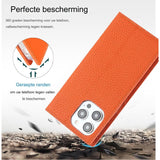 iPhone 13 Pro Max Mobiele Telefoonhoesje [Echt Leer] – Flip Hoesje voor iPhone 13 Pro Max met Kaartsleuf – Beschermend Lederen Hoesje voor iPhone 13 Pro Max – Oranje: Stijlvolle Bescherming met Handige Kaartopslag en Duurzaam Echt Leer