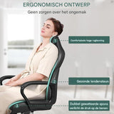 Ergonomische Gaming Stoel - Bureaustoel met Hoofdsteun en Armleuningen - Racingstoel voor Kantoor en Thuis - Verstelbare Rugleuning en Zithoogte - Comfortabele en Stabiele Computerstoel - Zwart en Blauw - Inclusief Installatiegereedschap