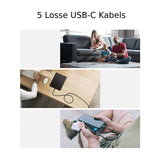 Set van 5 - Losse Fast Charge USB-C Kabels - Oplaadkabels - Snel Opladen en Snelle Gegevensoverdracht - Nylon Gevlochten Type C Kabels - Compatibel met Samsung Galaxy S21 S20 S9 Note 20 Huawei Xiaomi Google OnePlus