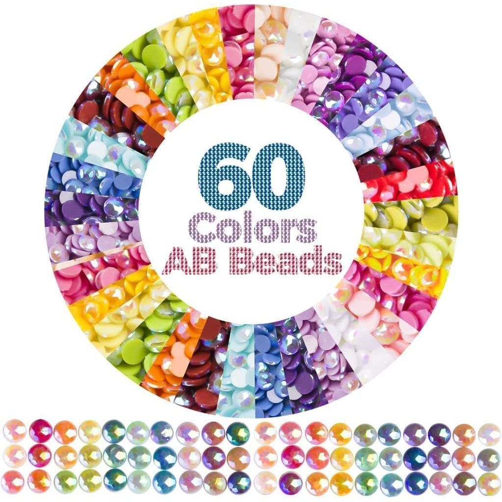 60-Kleuren AB Diamant Schilderij Steentjes Set - 9.000 Ronde AB Diamanten - Inclusief Opbergdoos, Accessoires & Gereedschap - Volledig Pakket voor DIY Diamant Kunstprojecten