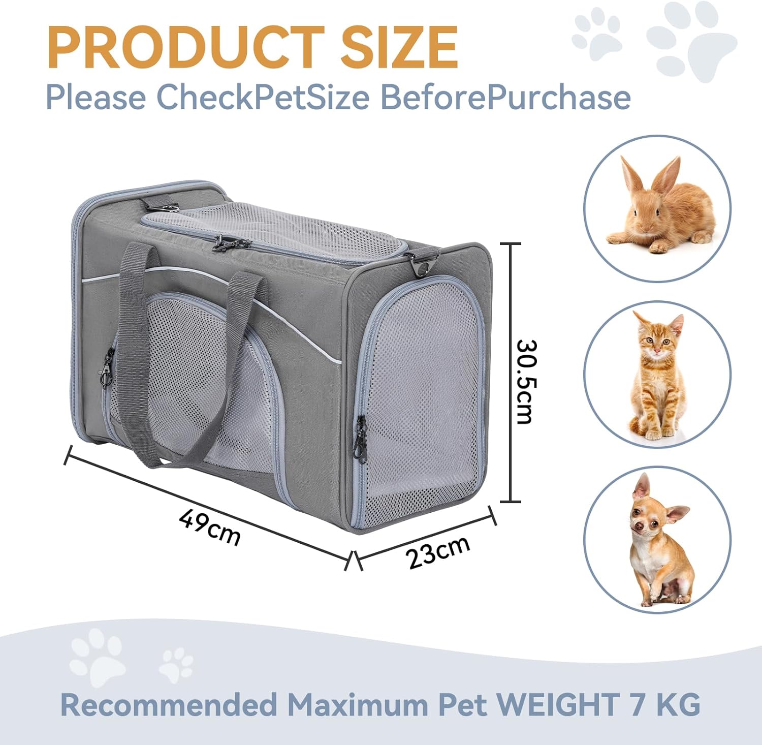 Opvouwbare Draagtas voor Kat en Hond - Airline Approved Transporttas voor Huisdieren tot 8KG - Reisbench met Mesh Ventilatie en Schouderriem - Vliegtuig Reistas voor Katten Kleine Honden Auto Trein en Vlucht