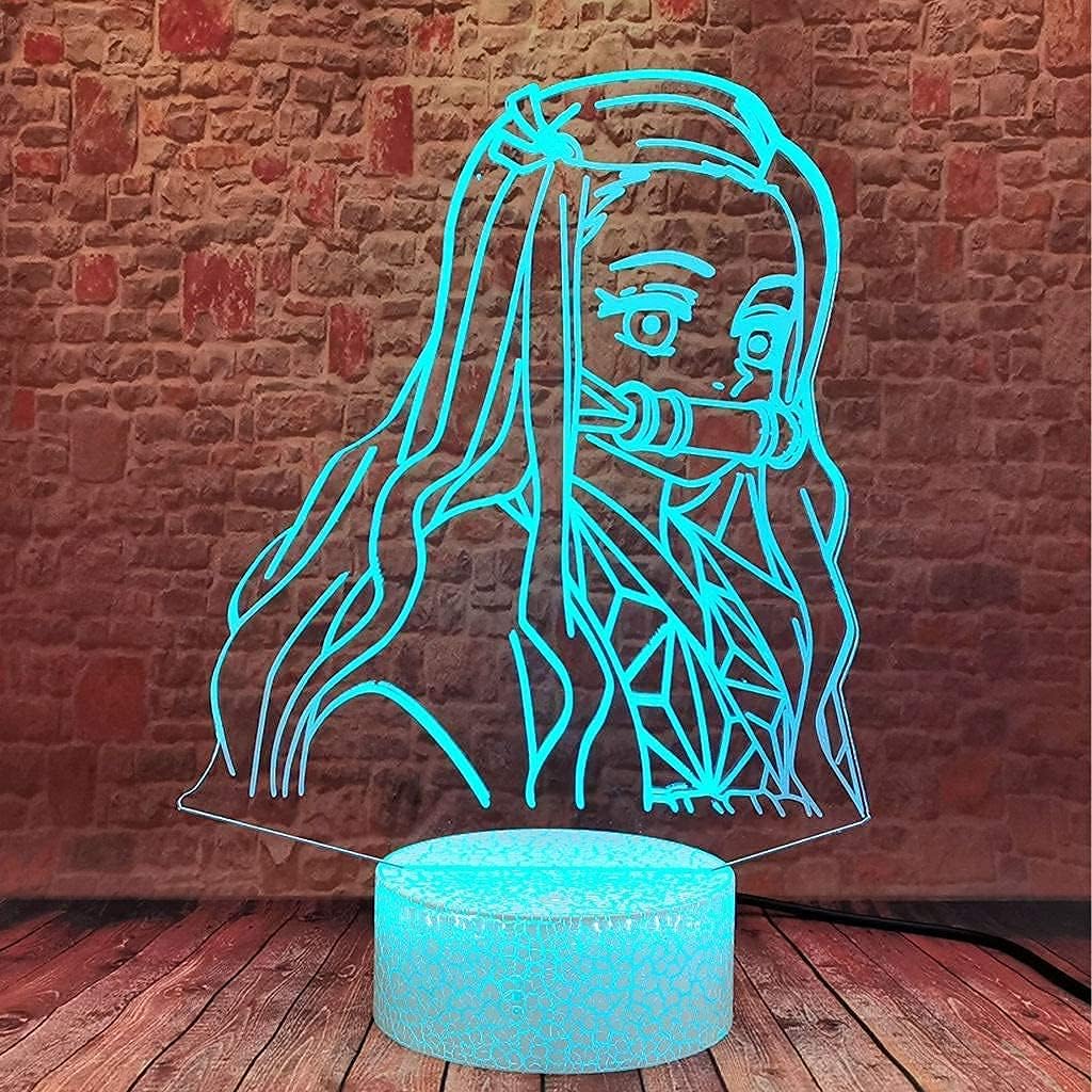 3D Demon Slayer Nezeko Nachtlampje - LED Anime Lamp - Kleurrijke Verlichting - Met Afstandsbediening - Decoratieve Sfeerlamp - Nachtverlichting - Voor Kinderslaapkamer - Tafelverlichting - Veelzijdig en Duurzaam