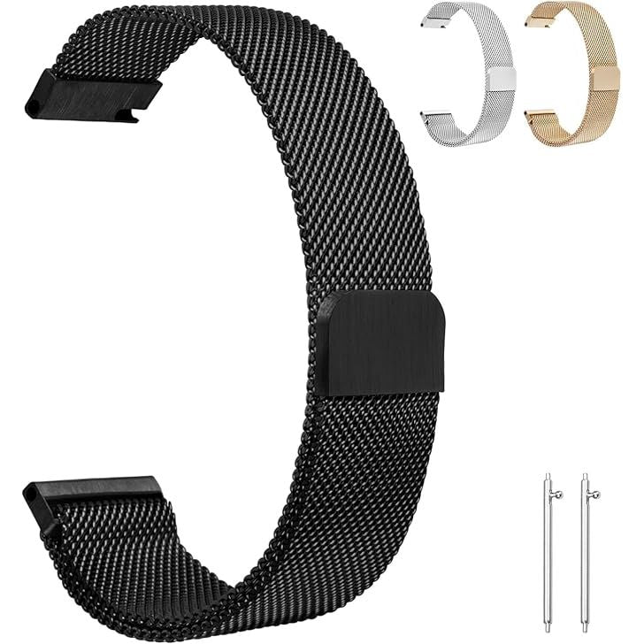 20mm - Universele Magnetische Horlogeband - Smartwatch Band - Vervangende Polsband Met Pushpins - Vervangingsbandje 20mm - Roestvrij Staal - Hoogwaardig en Duurzaam - Universele Pasvorm - Voor Smartwatches - Sterke Magneetsluiting - Mila