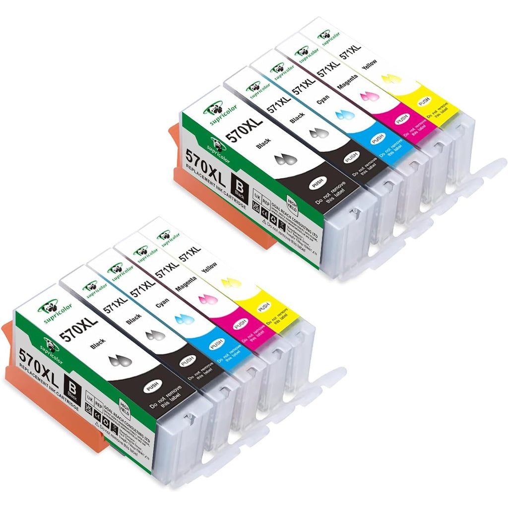 10-Pack Compatibele Inktcartridges - Canon 570XL/571XL - Geschikt Voor Diverse Canon PIXMA Printers - Hoogwaardige Afdrukkwaliteit - Zwart en Kleur - XL Capaciteit