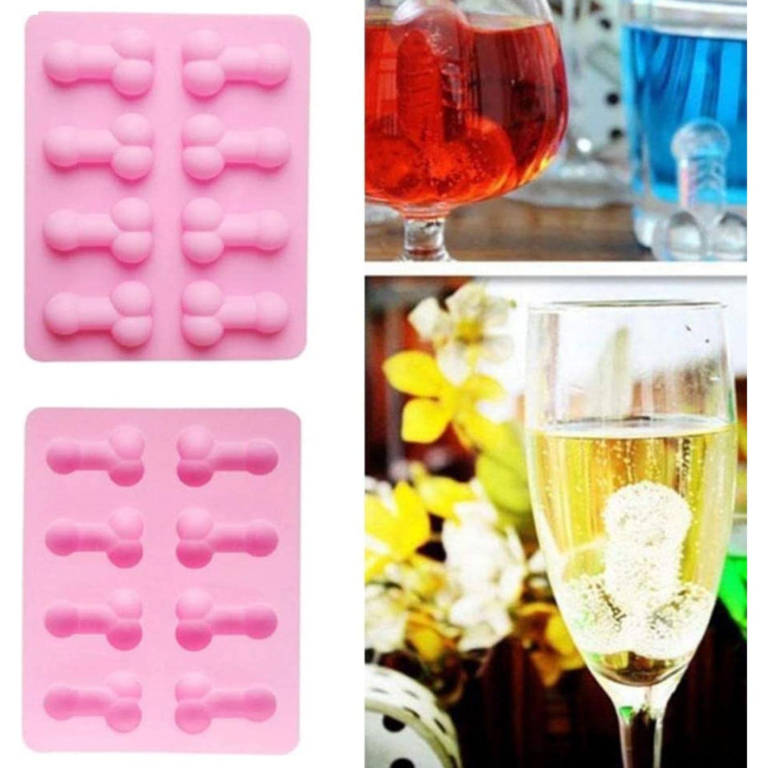 Grappige Siliconen Penis IJsblokjesvorm - Creatieve Siliconen Vorm - Bachelorette Feest Siliconen Mal - Vrijgezellenfeest Siliconen Mal Voor IJsblokjes, Zeep, Chocolade En Cake - Herbruikbare Siliconen IJsblokjesvorm