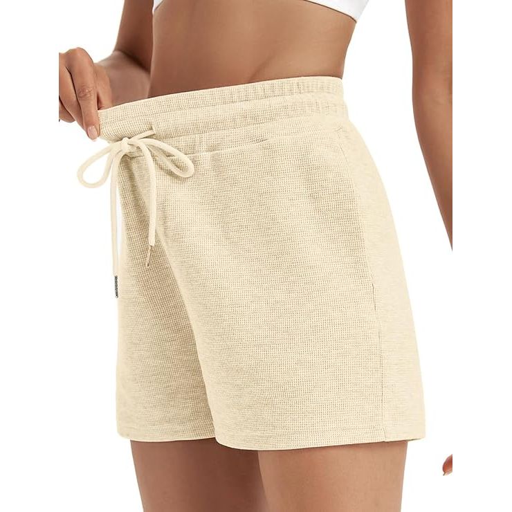 Dames Shorts Comfortabel en Los Model - Gemaakt van Zacht Wafel Katoen - Perfect voor Zomer en Herfst - Casual Lounge Broek met Trekkoord voor Optimale Pasvorm - Modieuze Keuze voor Dagelijks Gebruik
