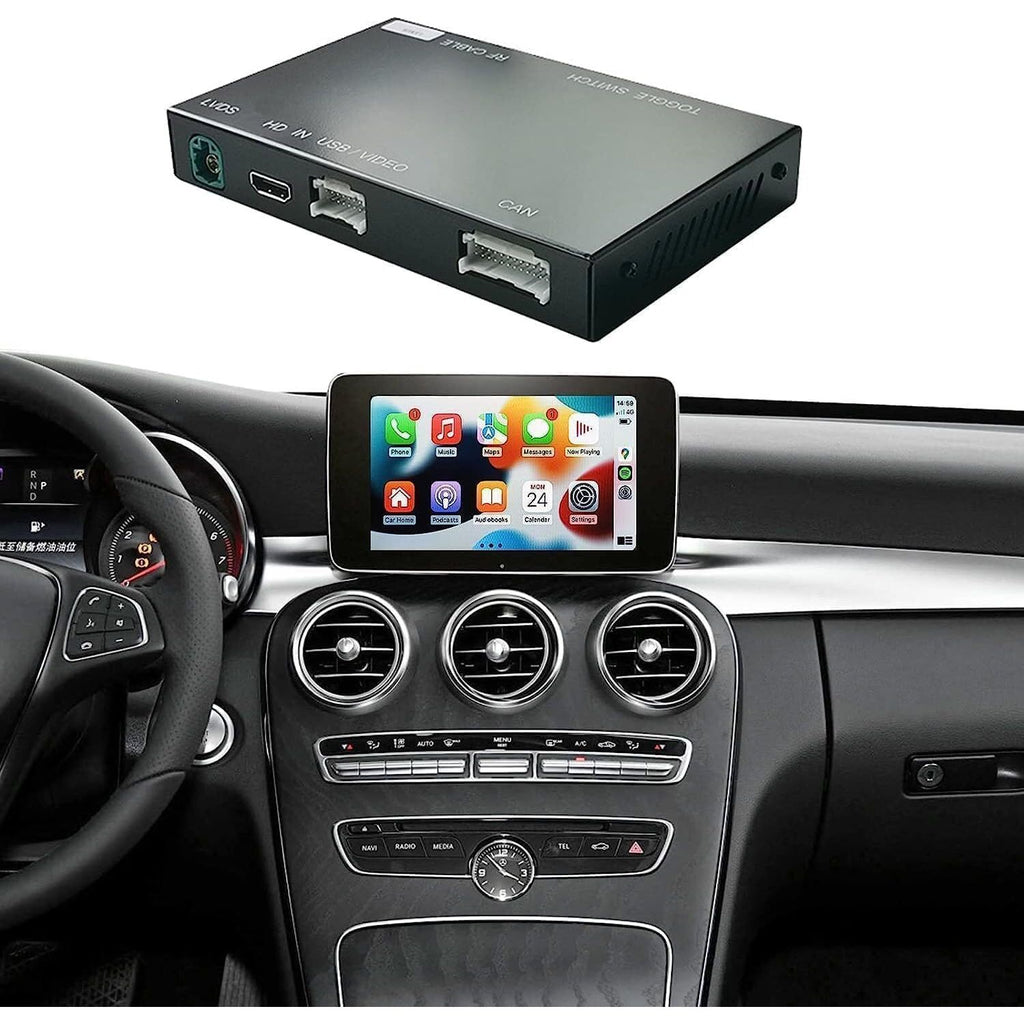 Ninetom - Draadloze Carplay Retrofit Kit - Decoder voor 2015-2018 Mercedes Benz C GLC CLA GLA Klasse W205 met NTG5.0 Systeem - Ondersteunt Android Auto - Mirrorlink - Achteruitrijcamera - Originele Stuurbediening Integratie - Eenvoudige Installatie