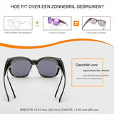 Modieuze Gepolariseerde Zonnebrillen voor Dames en Heren - Oversized Trendy Vierkante Cat Eye Brillen voor Over de Bril - Zonnebril Op Sterkte voor Rijden en Outdoor - Beschermende UV400 Glazen - Stijlvolle Overzet Zonnebril B2849