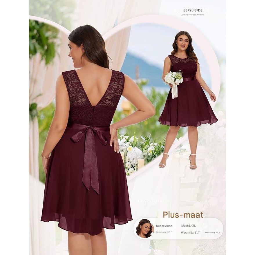 Korte Bloemenkant Bridesmaid Jurk – A-Lijn Swing Party Jurk – Retro Cocktailjurk Met Strikceintuur – Perfect Voor Bruiloften, Proms, Feestjes en Speciaal Events