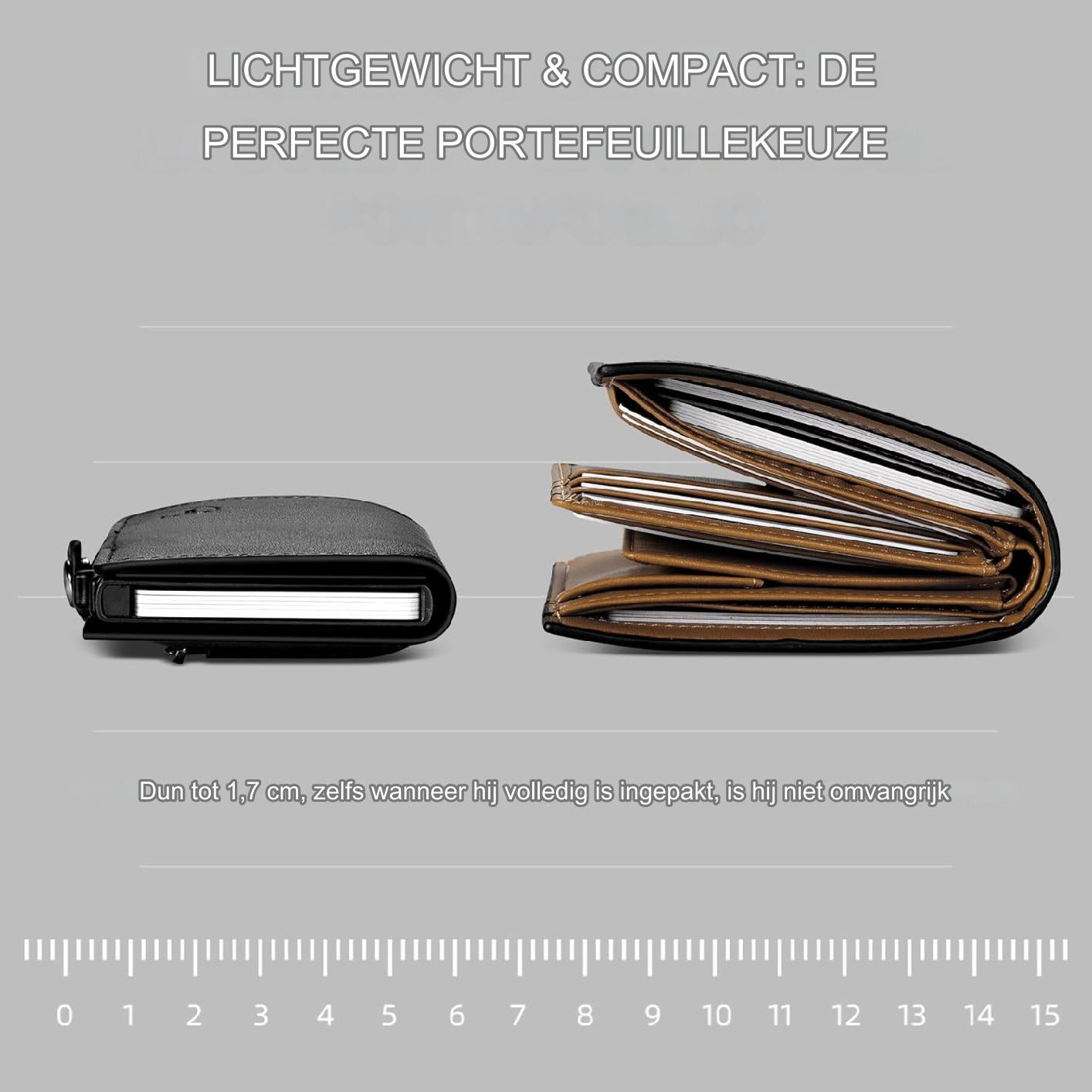Smart Pasjeshouder met RFID Bescherming - Premium Leren Portemonnee met Muntvak - Compacte Creditcardhouder - Pop-up Ontwerp Card Wallet - Kaarthouder - Lichtgewicht en Duurzaam - 10x7x1.7cm - Zwart - Inclusief Cadeauverpakking