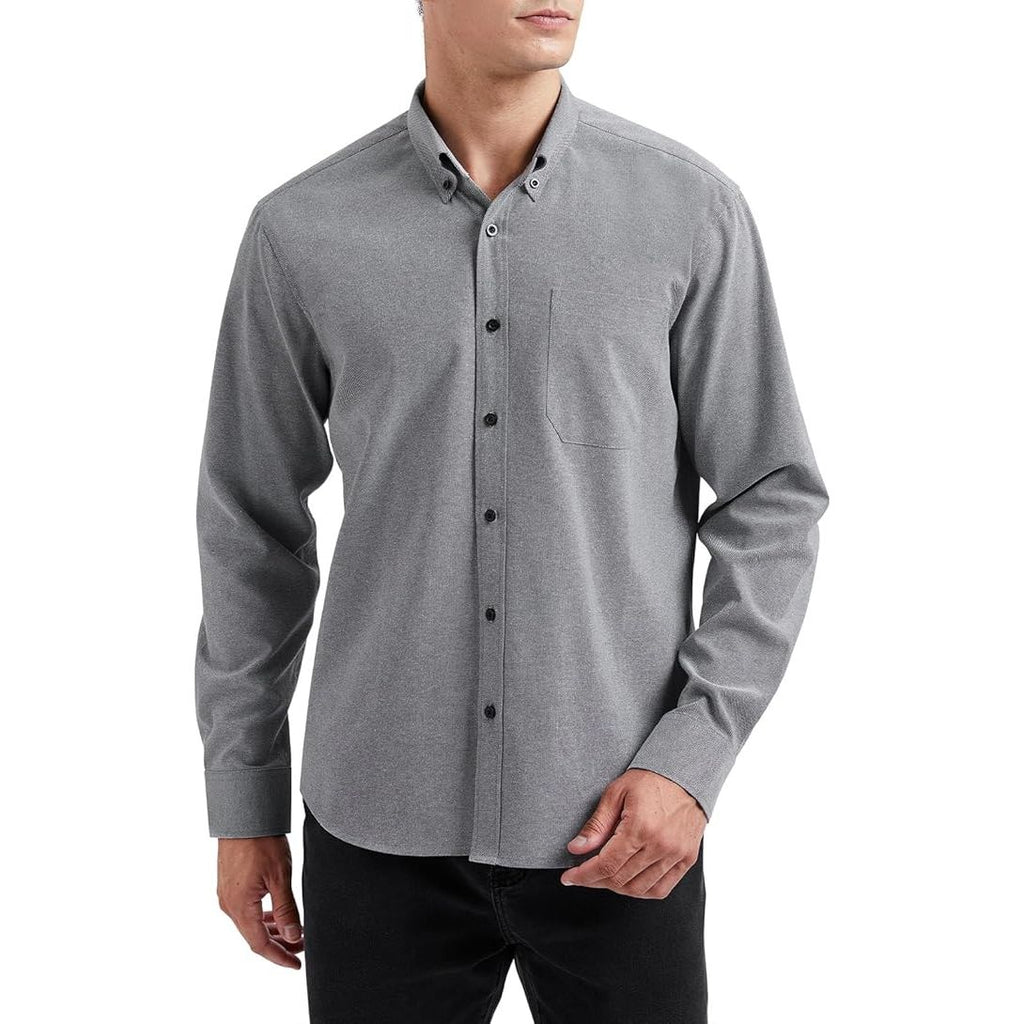 Heren Oxford Shirt - Lange Mouw Overhemd - Regular Fit - Smart Button-Down Shirt - Effen Kleur met Borstzak - Casual en Formele Stijl - Ademend Katoenmix - Voor Werk, Feest, Bruiloft en Dagelijks Gebruik - Alle Seizoenen - Maten S t/m 6XL