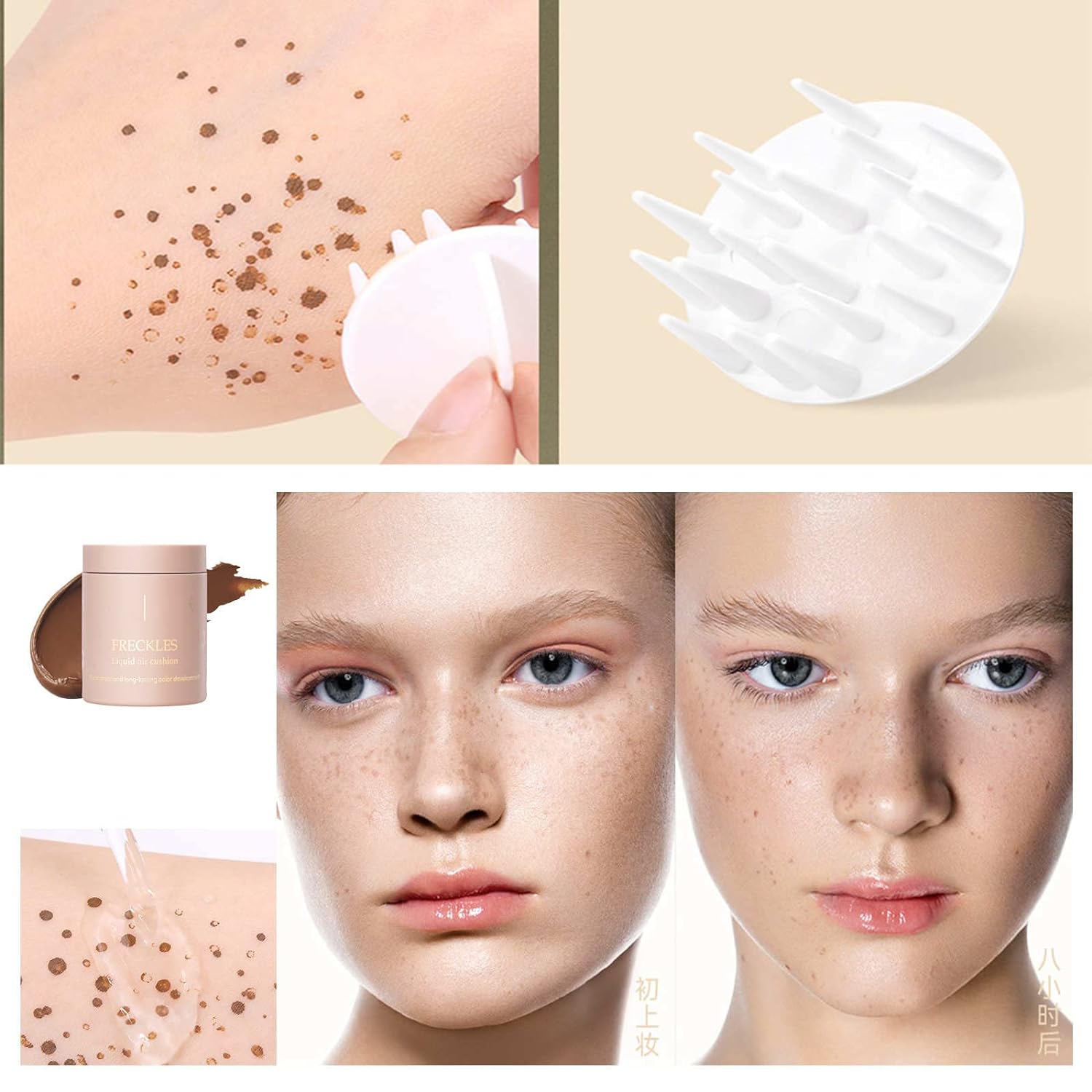 Langdurige Nep Sproeten Make-Up Kit - Natuurlijke Uitstraling, Waterproof, Licht Luchtkussen - Eenvoudig Aan Te Brengen Sproetenmaker Tool voor een Speelse Look