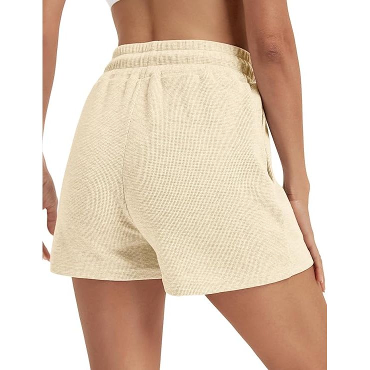 Dames Shorts Comfortabel en Los Model - Gemaakt van Zacht Wafel Katoen - Perfect voor Zomer en Herfst - Casual Lounge Broek met Trekkoord voor Optimale Pasvorm - Modieuze Keuze voor Dagelijks Gebruik