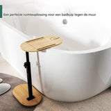 Bamboe Badkuip Tafel - Verstelbare Hoogte - Vrijstaande Badtray - Luxe Badaccessoires - Stabiel Metaalframe en Houten Design - Voor Hot Tub, Bad, Slaapkamer of Woonkamer