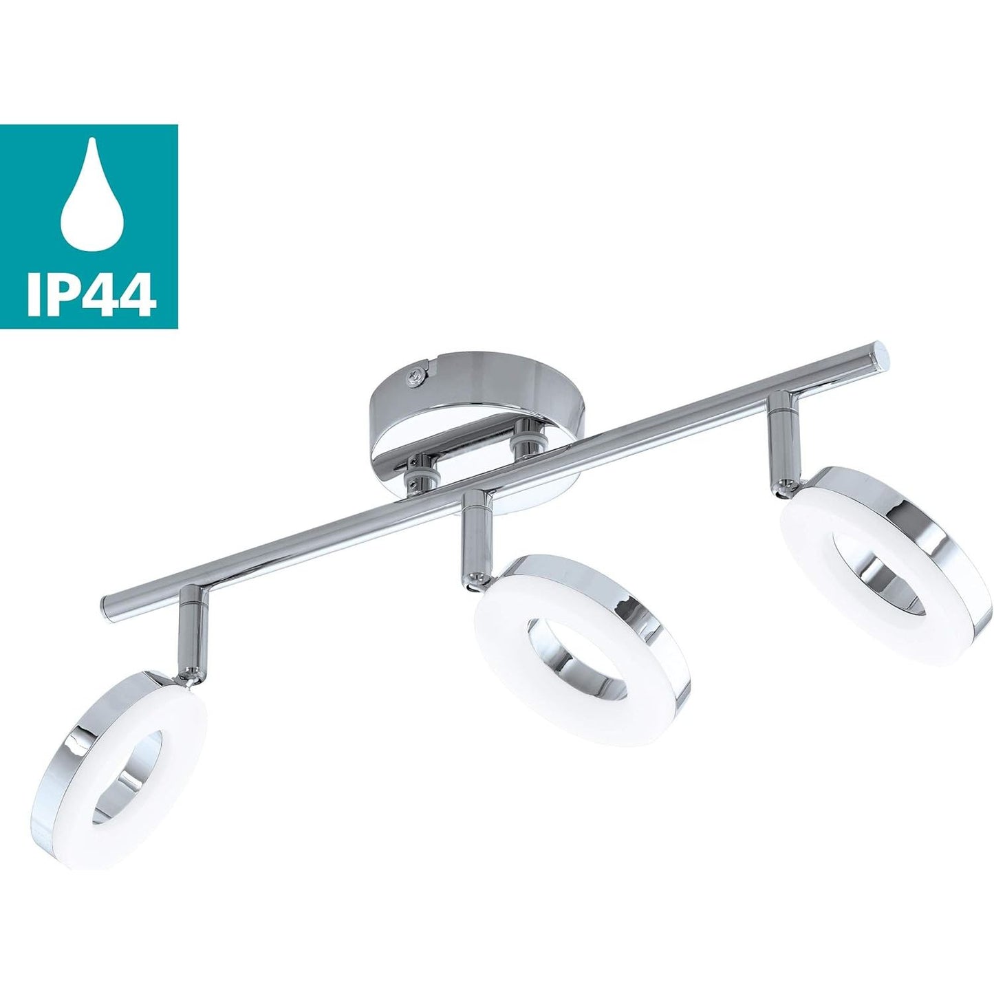 EGLO Gonaro - 3-Lichts LED Plafondspot - Chroom en Wit - Ø 210 mm - IP44 - Inclusief Lichtbronnen - Niet Dimbaar - Moderne Stijl - Staal en Kunststof