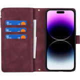 iPhone 15 Pro Max Hoesje Met Lanyard - iPhone 15 Pro Max Case - Flip Wallet Lederen Hoes - 9 Kaartsleuven - Dubbele Magnetische Sluiting - Beschermende Cover Voor iPhone 15 Pro Max - Rood - Shockproof TPU Magnetische Beschermhoes