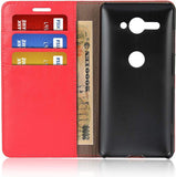 Hoesje voor Sony Xperia XZ2 Compact - Flip Lederen Portemonnee Hoesje - [4 Gleuven][Schokbestendig Zacht TPU] - Beschermhoesje voor Sony Xperia XZ2 Compact - Rood - Houder Functie - Schokabsorberende Zachte TPU - Telefoonhoes met Kaarthouder