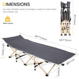 Opvouwbaar Campingbed Voor Volwassenen 190x71x36cm – Draagbaar Veldbed Tot 227kg – Vouwbed Met Stalen Frame &amp; 600D Oxford Stof – Lichtgewicht Logeerbed Voor Camping, Tuin, Strand, BBQ, Picknick Of Kantoor – Grijs Inklapbaar Bed