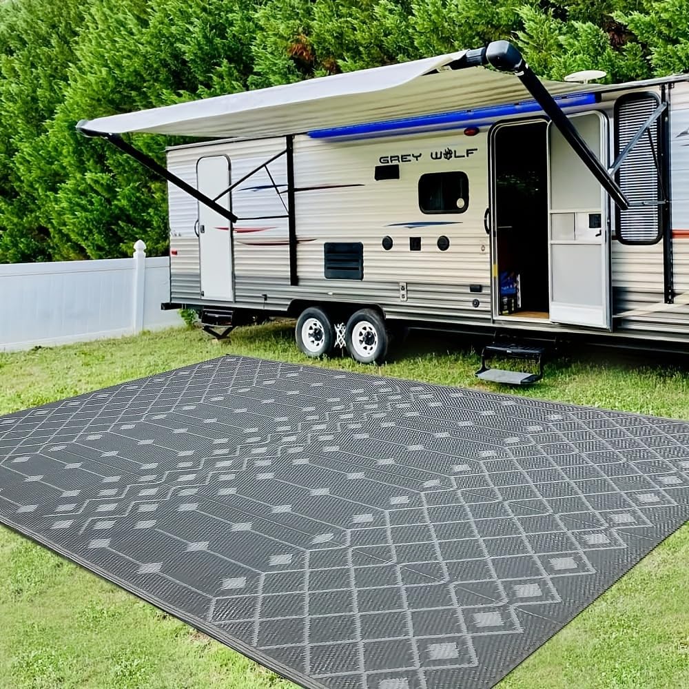 Waterdicht Outdoor Vloerkleed 300x240cm – Omkeerbaar Kunststof Stro Tapijt – Lichtgewicht Buitenmat Met Draagtas – Kunststof Rechthoekig Tuinkleed Voor Terras Balkon Tent Veranda Camping Picknick RV Caravan – UV-bestendig &amp; Afwasbaar