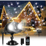 Buitenprojector voor Kerstmis – 2-in-1 Draaiende Sneeuwvlokken met Timer – IP65 Waterdicht – LED Sneeuwval Projectielamp voor Feestdagen en Huisdecoratie - Zwart