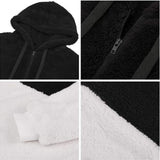 Warm Teddy Fleece Dames Sweatshirt - Comfortabele Oversized Hoodie met Zachte Voering voor Winterse Warmte - Casual Stijl en Gemak - Zwart en Wit