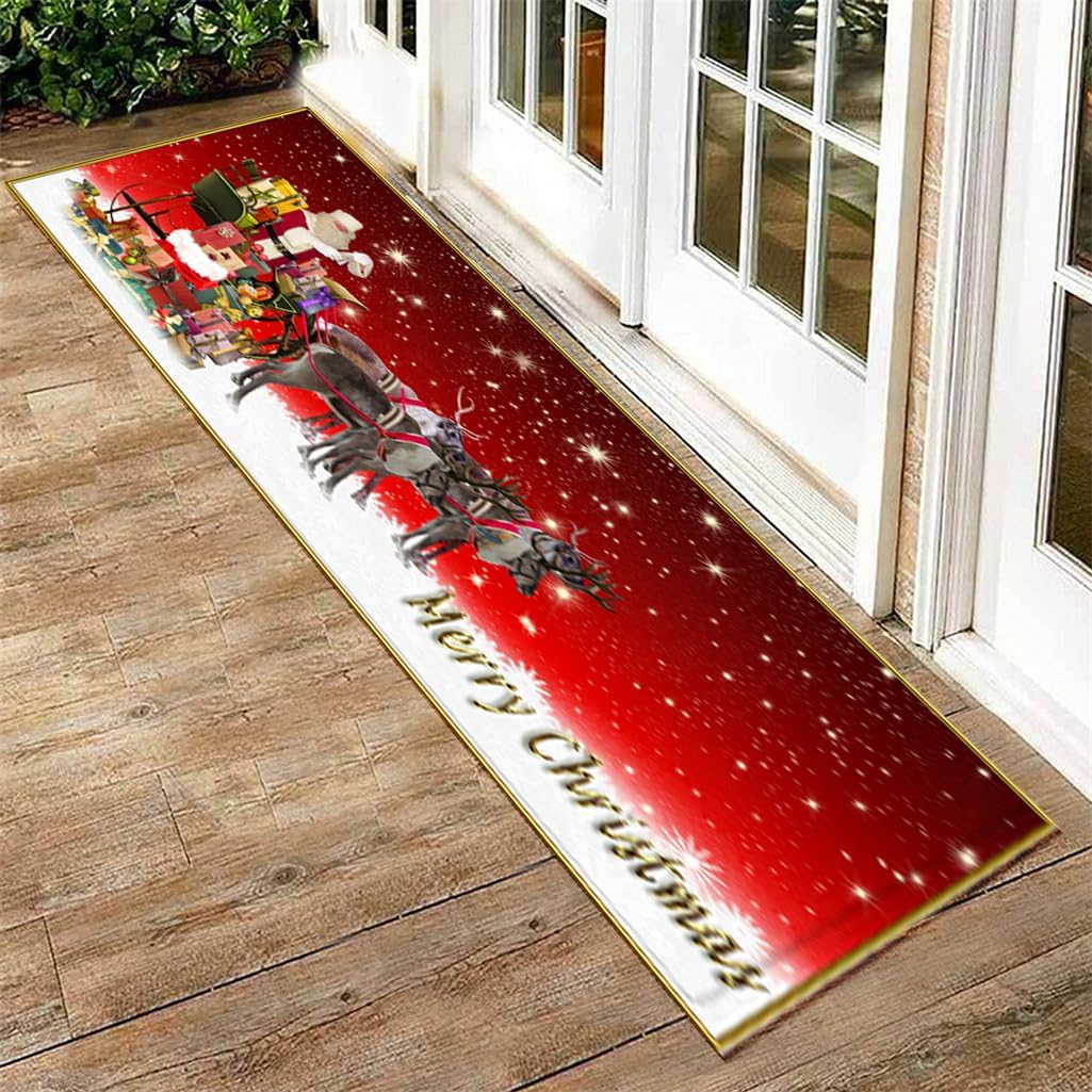 Kerstmat 60x180 cm - 3D Geprinte Antislip Vloermat - Feestelijke Kerstdecoratie voor Woonkamer, Keuken & Badkamer - Duurzaam en Comfortabel