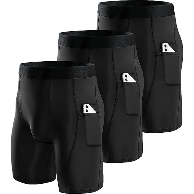 Hoogwaardige Heren Compressie Shorts - Ademend en Comfortabel - Met Zakken voor Telefoon - Ideaal voor Sport en Training - Set van 3