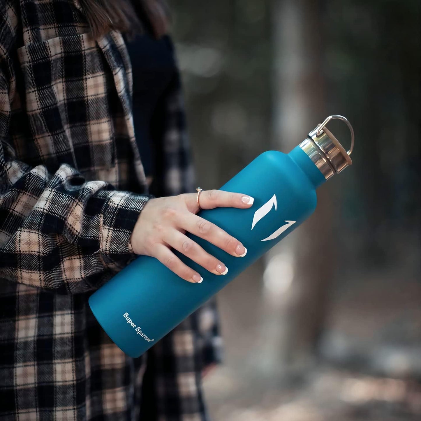 Super Sparrow 750ml of 1000 ml Dubbelwandige RVS Waterfles - Inclusief Sportdop & Karabijnhaak - BPA-Vrij - Isolerend Ontwerp voor Warme & Koude Dranken