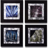 4 Stuks - 3D-Metaal Schilderijen - Aluminium Wanddecoratie - Handgemaakt - Zandgepolijst - Set Wandpanelen - 40 x 40 cm per Paneel - Abstracte Muurdecoratie - Model JD-131 - Voor Woonkamer, Slaapkamer, Kantoor