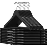 20 Stuks - Zwarte Houten Kledinghangers - Esdoornhout - Sterk en Elegant - Draaibare Haak 360° - Antislip Broeklat - Schuine Schoudervorm - Inclusief Inkepingen - Voor Jassen, Overhemden en Broeken - 44,5 x 23 cm