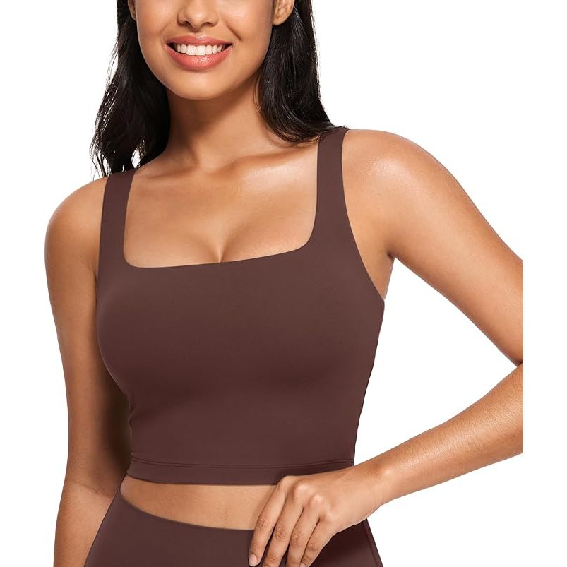 CRZ YOGA - Butterluxe Vrouwen Sport BH Maat 36 - Vierkante Hals Longline Crop Top - Met Ingebouwde Gewatteerde BH - Lichtgewicht en Ultra Zacht - Voor Yoga en Lounge - Licht Ondersteuning