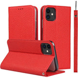 Echt Lederen Hoes voor iPhone 11 - Portemonnee Hoesje met Polsband en Kaartsleuven - Magnetische Sluiting Houderfunctie Flip Cover voor iPhone 11 (Rood) - Stijlvolle Bescherming en Handige Functionaliteit met Hoogwaardig Leer