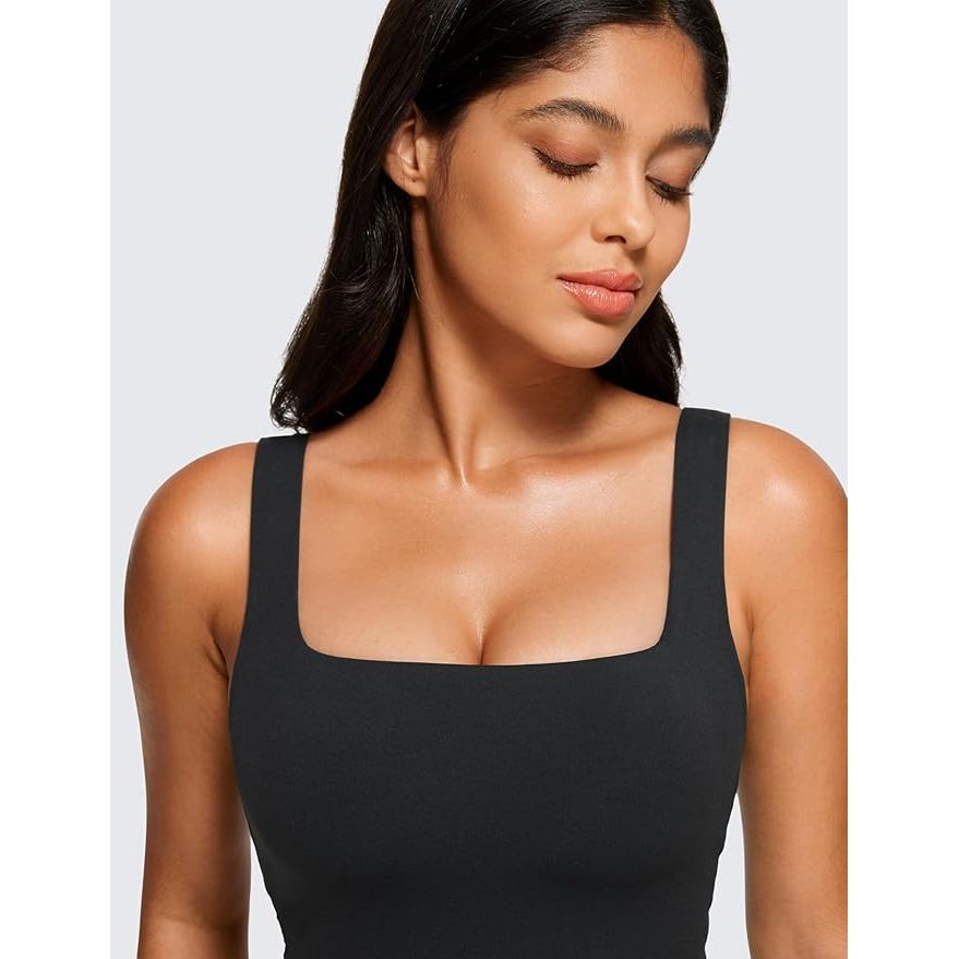 CRZ YOGA - Butterluxe Vrouwen Sport BH Maat 36 - Vierkante Hals Longline Crop Top - Met Ingebouwde Gewatteerde BH - Lichtgewicht en Ultra Zacht - Voor Yoga en Lounge - Licht Ondersteuning